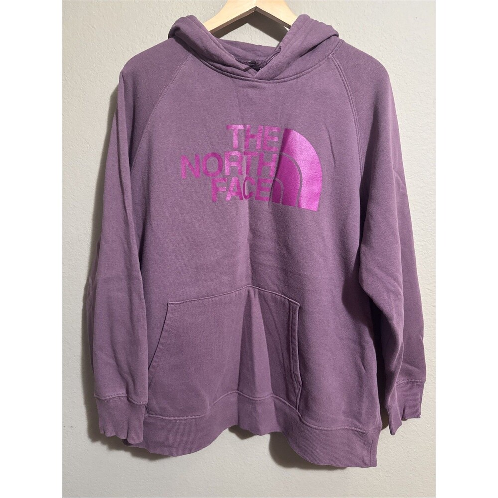 The North Face Hoodie Womens XXL Purple Pullover Sweatshirt Big Logo XXL